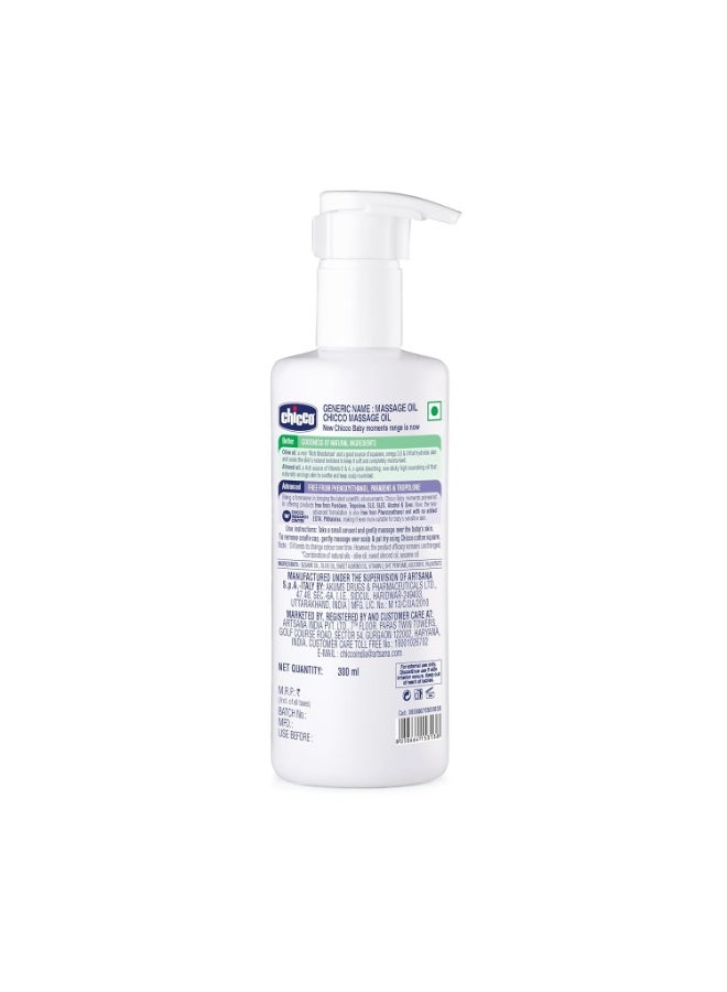 Chicco Baby Moments Massage Oil, New Advanced Non-sticky & Moisturizing Formula with Natural Ingredients to Prevent Dryness, Suitable for Baby’s Skin, Hair & Scalp, No Phenoxyethanol & Parabens, Almond (300ml) - Image 3